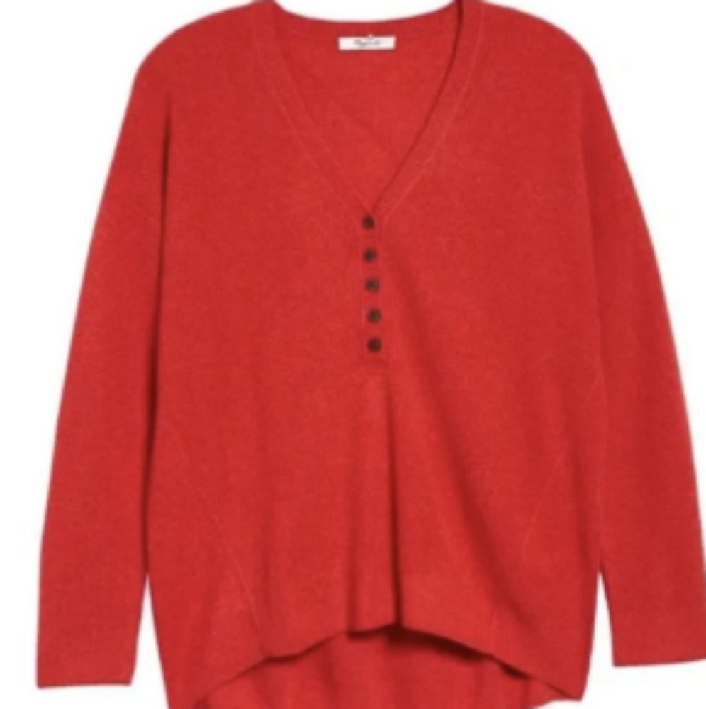 Madewell Waffle Knit Henley V-neck Sweater